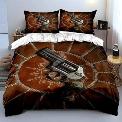 Vintage Revolver Decor Set Bedding Set With 1 Duvet Cover 2 Pillowcases Single Double King Queen, Gift
