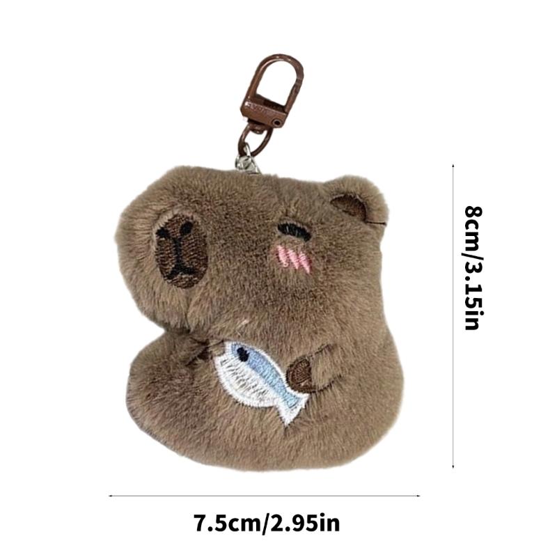 Lovely Capybaras Sturdy Plush Key Holder Accessory with Elegant Color Detachable Costume Pieces for Personalization