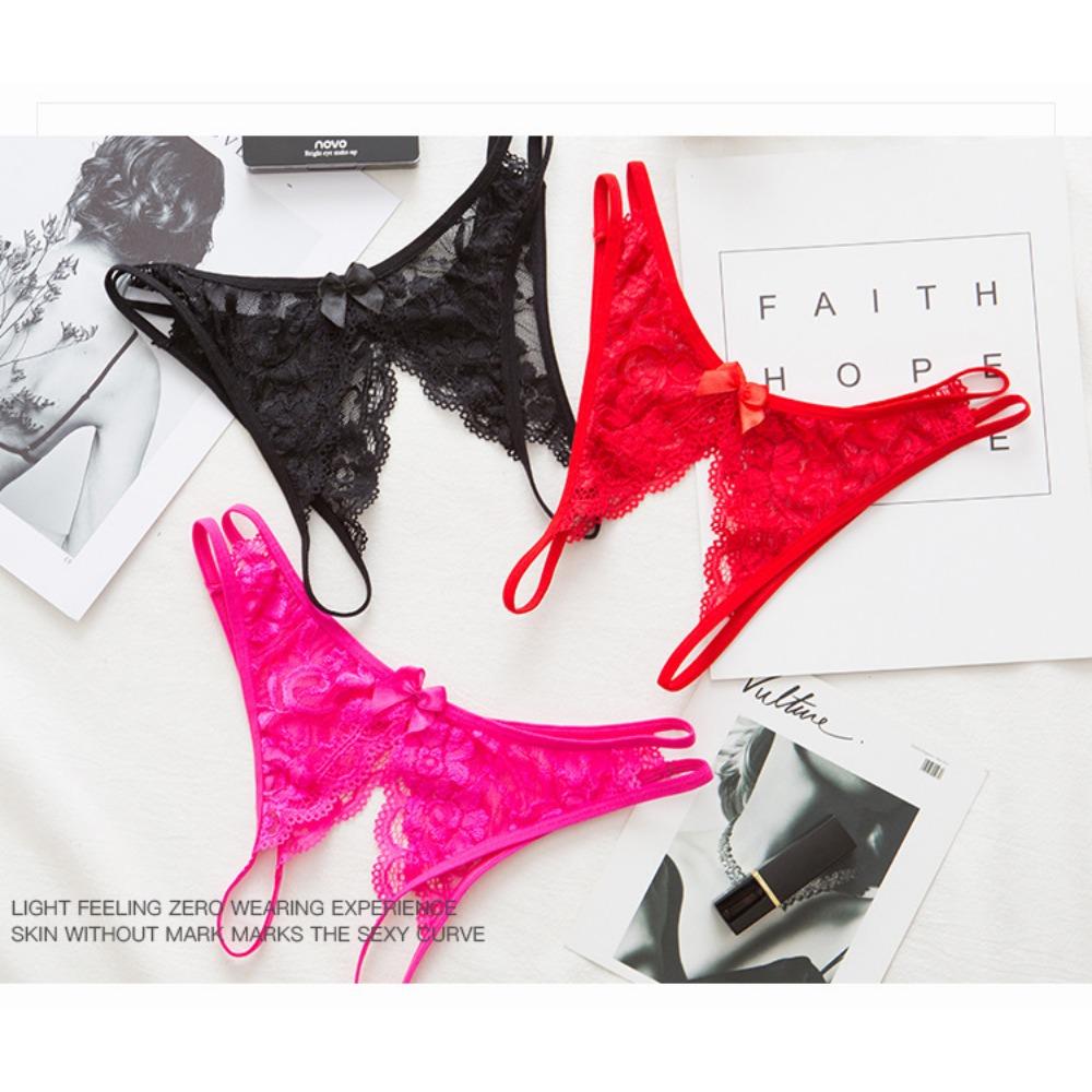 Sexy Women's Panties Lace Transparent Seamless Open Crotch Gear Sexy Hot Hollow Thong Low Waist Erotic Underwear