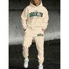 Set Casual alla Moda da Uomo in 2 Pezzi con Felpa con Cappuccio e Coulisse con Stampa Bandiera a Lettere e Pantaloni Sportivi da Esterno con Coulisse, Set Cool