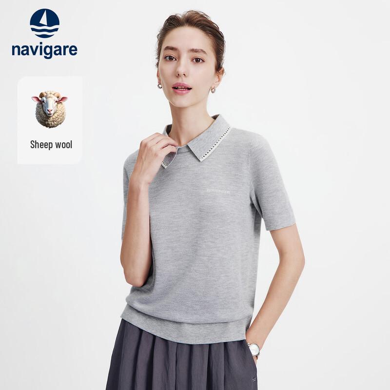 

Navigare Women s Short Sleeve Lapel Knit Top XL