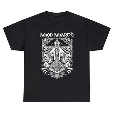 Amon Viking Horses Black By Amarth Cool T-shirt Women's Men Youth Cloth Streetwear Y2Y Harajuku Streetwear Lightweight T-shirt