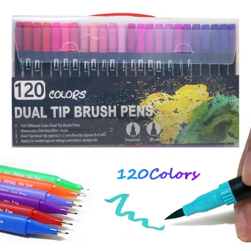 Soft-Headed Dual-Tip Watercolor Pen Set - 120, 72, 60 Colors for Art & Children's Painting