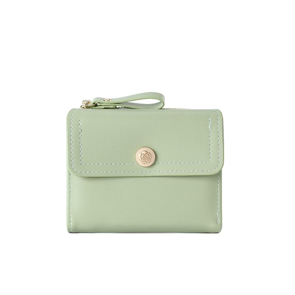 

Однотонный трехскладной кошелек Минималистичный студенческий кошелек Простой женский кошелек Держатель для карт зелёный