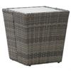 vidaXL Side Table Grey 41.5x41.5x43 Cm Poly Rattan and Hard Glass