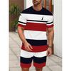 Summer Men's Personalized Two-piece Short-sleeved Cartoon Duck Print Drawstring Shorts Fashion Outdoor Large Size Sports Suit