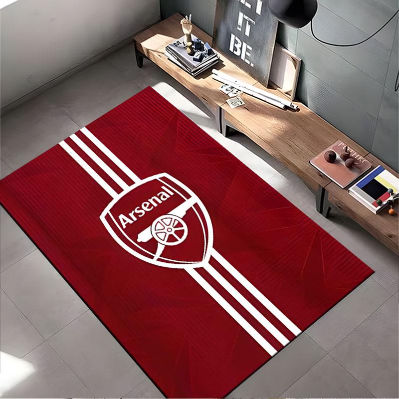 Rotes Arsenal Logo Teppichdesign geeignet als rutschfeste Matte für das Wohnzimmer oder Schlafzimmer Sofa