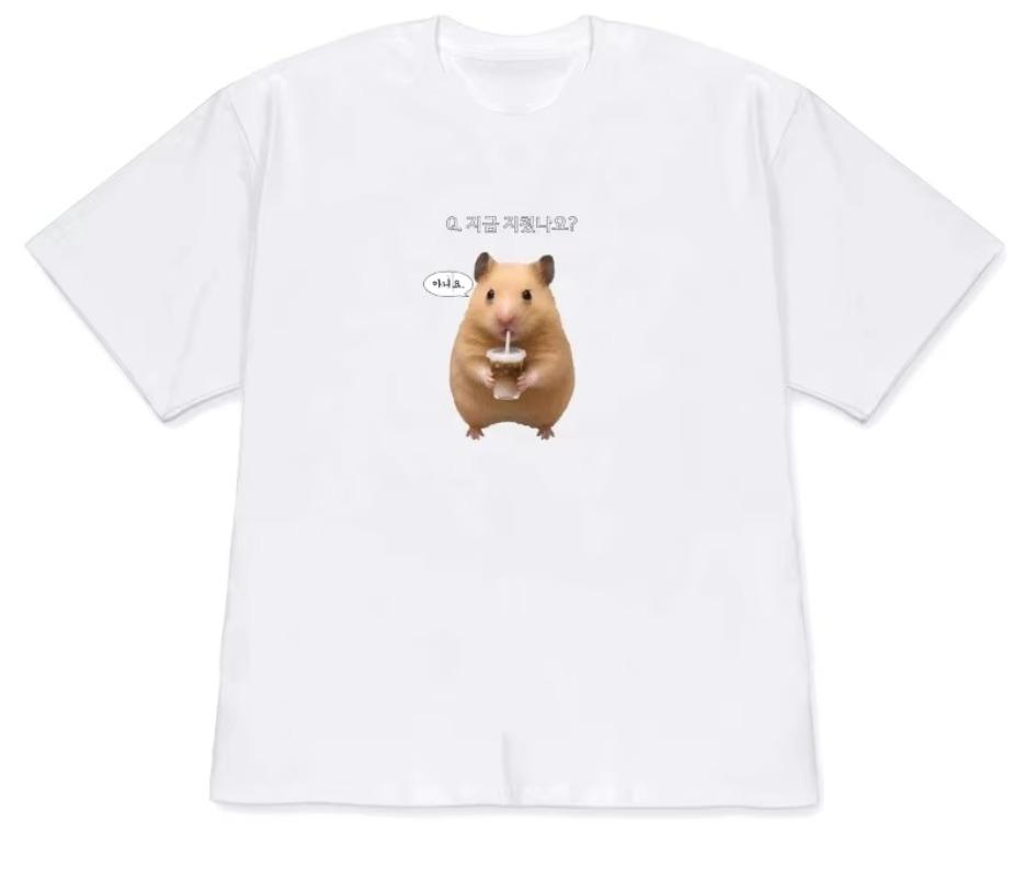 Unisex Cute Summer Hamster Meme Graphic Tshirt Funny Small Pet Animal Print Short Sleeve Casual Kawaii Streetwear Tee Top