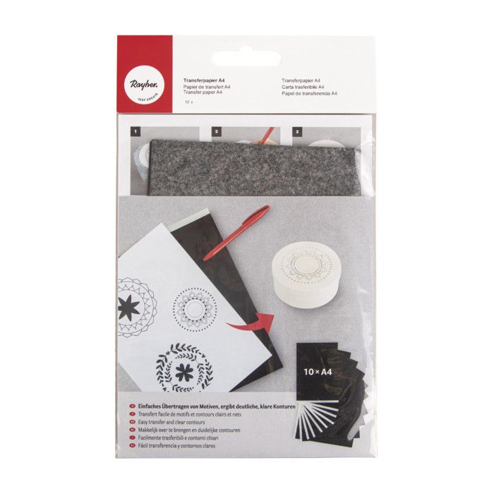 Papier de transfert A4 - Rayher - 10 feuilles - Blanc - Multi-support - Réutilisable
