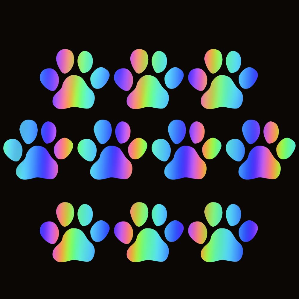 

Tuqiang 10 Pcs Reflective Stickers Decoration Car Sticker Accessory Car Suitcase 3D Stickers(Cats, Paws)