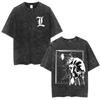 Vintage Washed Anime Death Note Manga Logo Graphic T-shirt Men Women Printed Tee Summer Casual Fashion Clothing Tops High Quality Streetwear