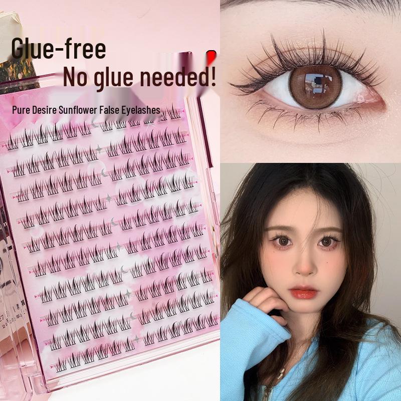 Lotus Elf Girl Glue-Free Removable False Eyelashes - Super Fine Lightweight Single Cluster