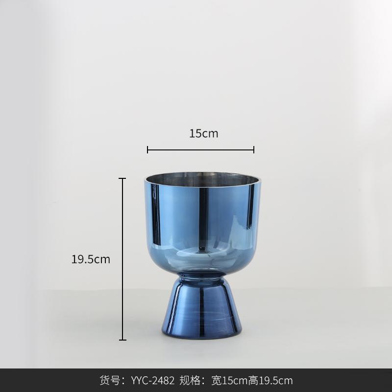 

Ваза на столешницу из гальванического стекла с синим светом, роскошная, высокого класса, для гостиной, композиция из сухих цветов, украшение для дома