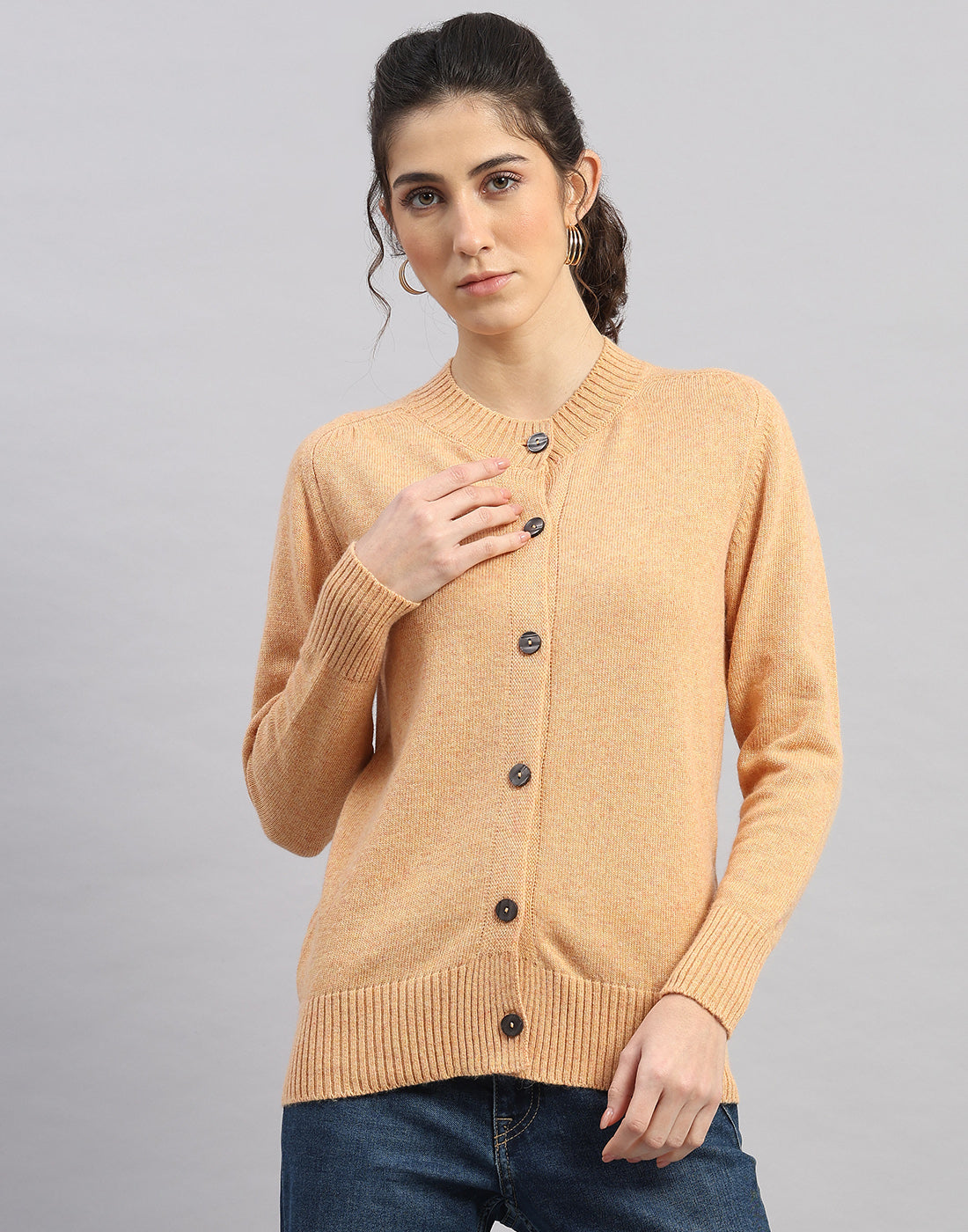 Monte Carlo Womens Regular Fit Solid Cardigan M оранжевый