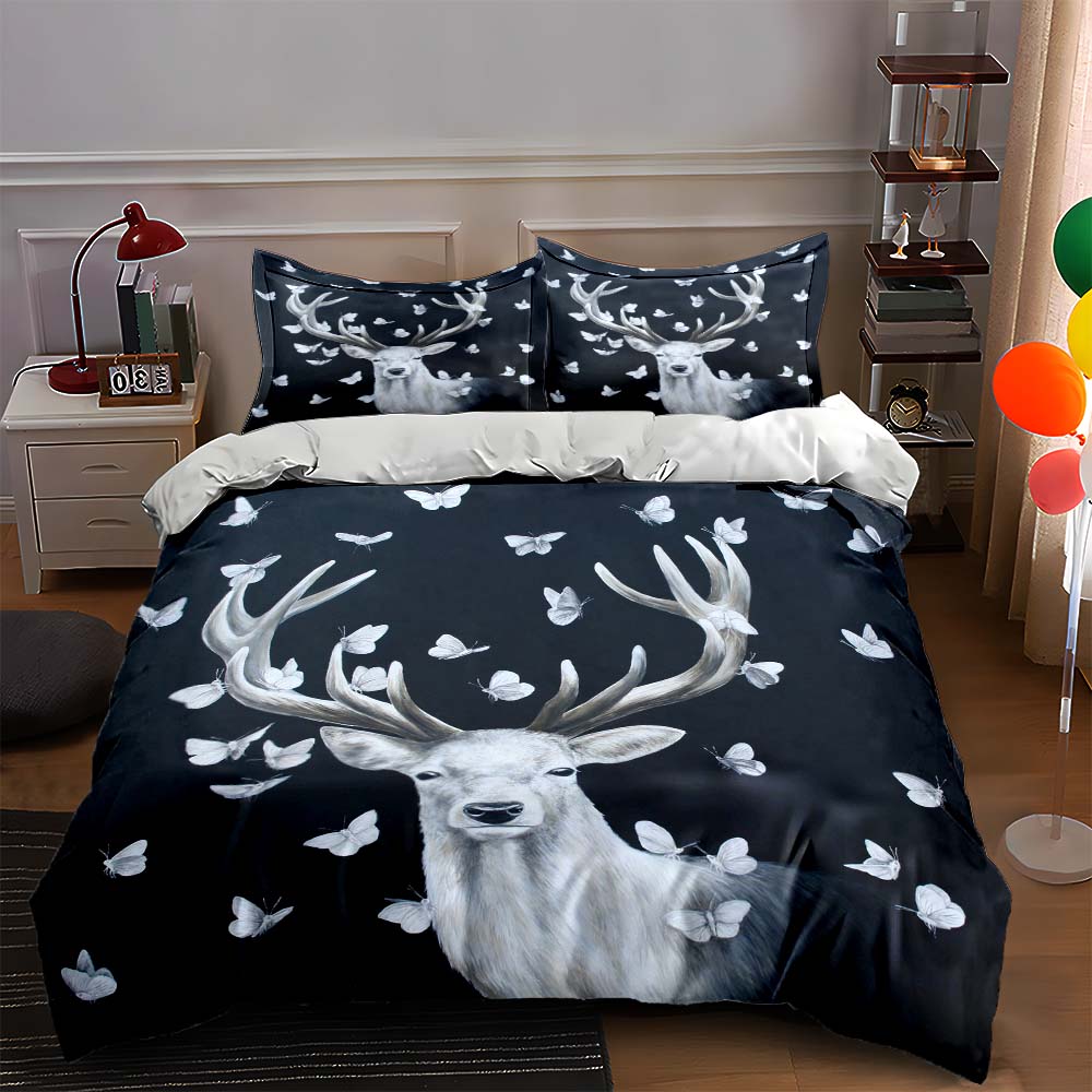 

Deer surrounded butterflies Bedding Duvet cover sets Duvet covers Pillowcases gifts (1 * Duvet Cover 2 * Pillowcases, without duvet insert) 135x200cm