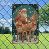 Vintage Retro Metal Santa Claus  Reindeer Sign 2032x3048Cm  Holiday Christmas Wall Decor for Home Office Living Room