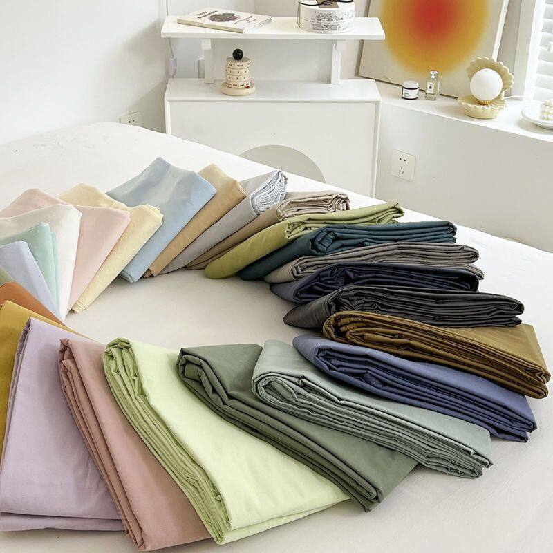 Solid Color Flat Sheet Single/Double/Queen/King/Super King Size Bed Sheet High Quality Washable Bedsheet Bed Linen