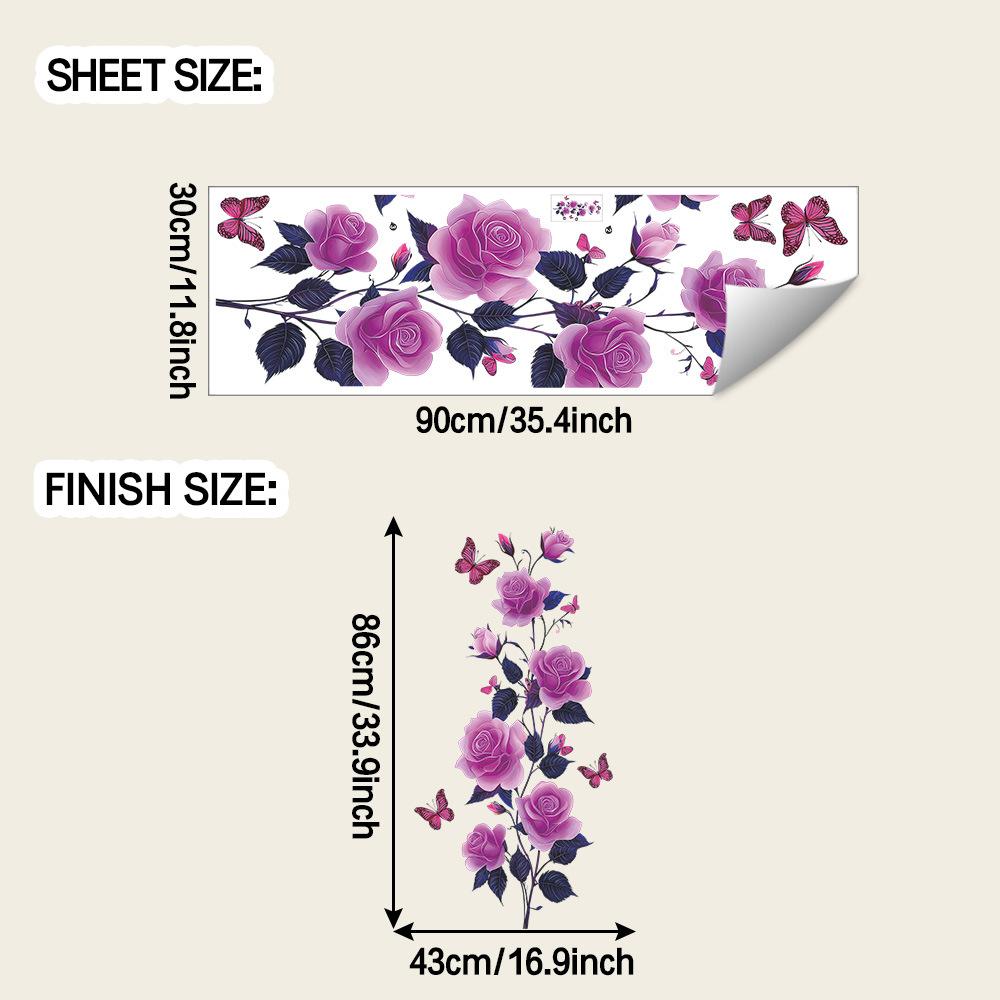 

Personalized Purple Rose Stickers and Butterfly Dance Bathroom/Washroom Background Beautifying Wall Stickers