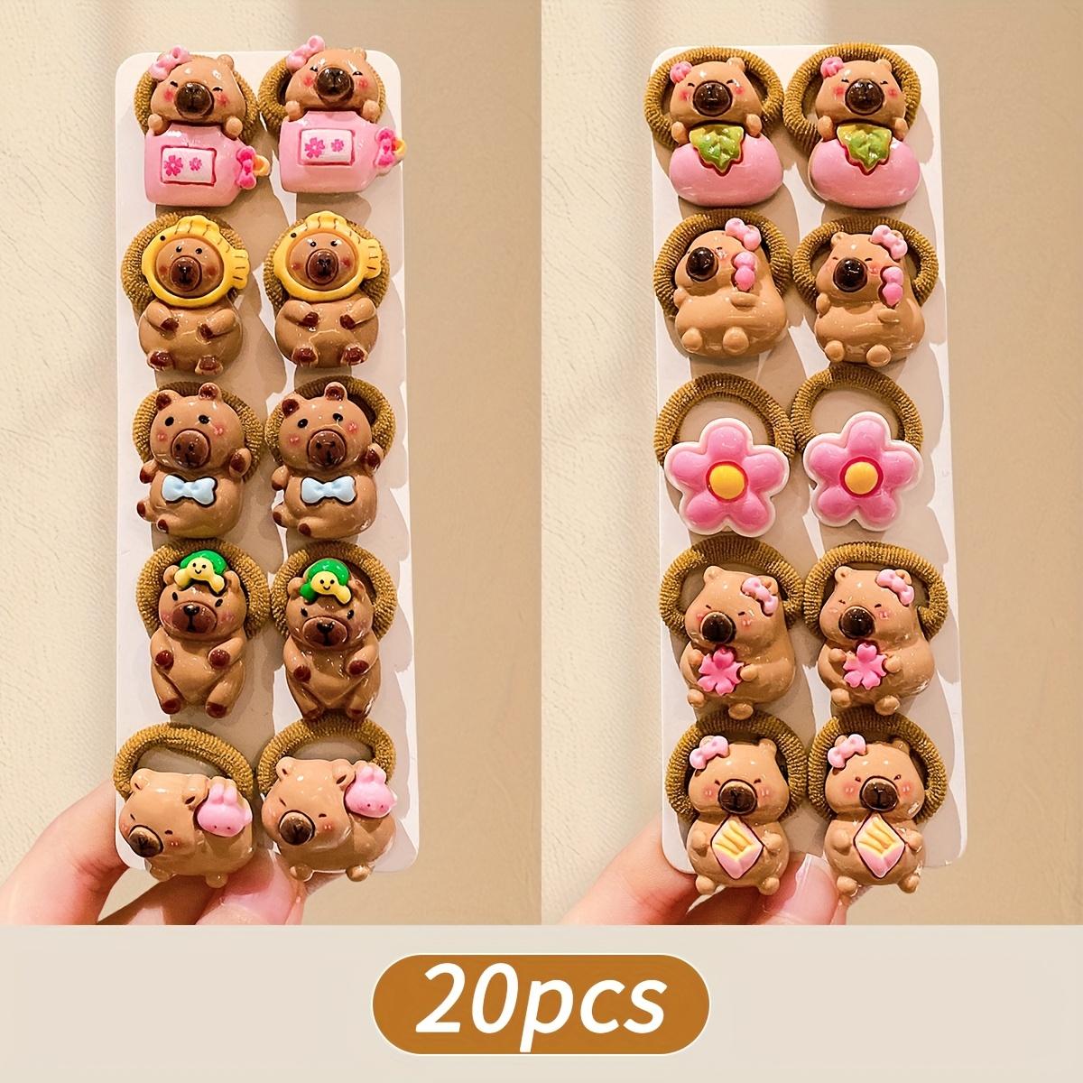 

20pcs Girls Hair Additions Colorful Cute Capybara Hair Ties 20 3# hair ties
