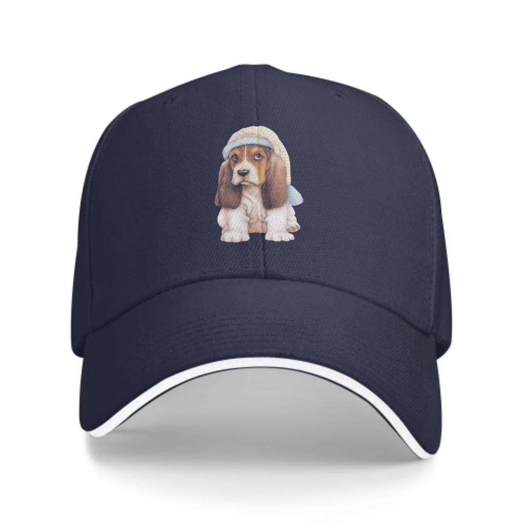 Basset Hound Puppy Sleeping in Bonnet Baseball Cap Adjustable Sun Hat Unisex Outdoor