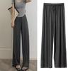 Women's Plus Size Summer High-Waist Modal Wide-Leg Pants - Lightweight, Loose Fit, Straight Leg Ice Silk