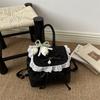 Schoolbag1011 New Korean Lace Backpack Women's Bow College Style Mini Backpack Girl Heart Commuter Belt Pendant