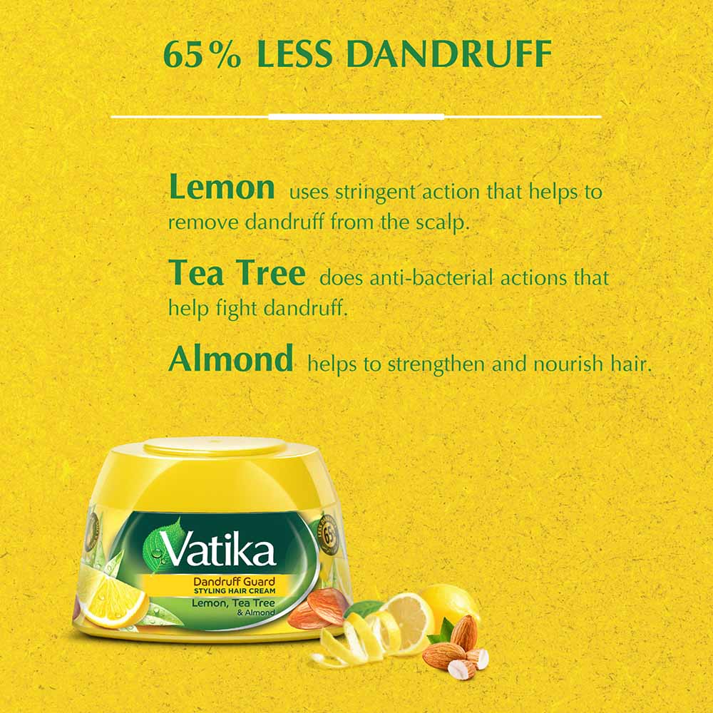 Styling Hair Cream Dandruff Protection with Lemon, Tea Tree, Almond Vatika Dabur 125 Ml