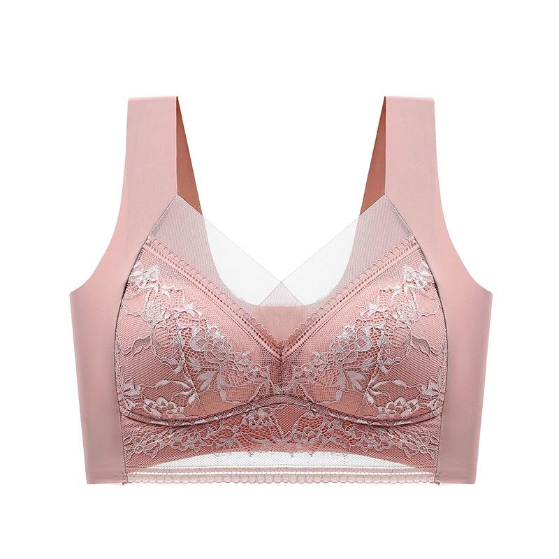 884 Lace Seamless Push-Up Bra for Women - Wirefree, Anti-Sag, Plus Size, Breathable, Thin Vest Design