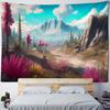 Beautiful wooden house, floral tapestry, forest landscape, home decoration hanging cloth, living room dormitory background cloth