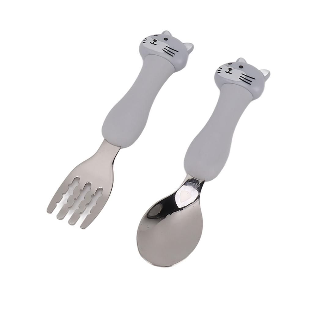 Baby Fork Cute Cartoon Shaped Spoon PP Handle Stainless Steel Tableware for Children Feeding Training