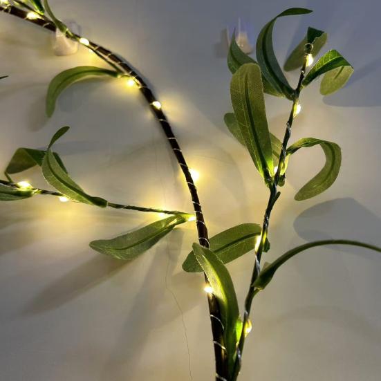Lighted Artificial Olive Garland 6FT Fairy Light Faux Greenery Olive Vine Pre-lit Olive Garland for Spring Christmas Holiday Fireplace Decor