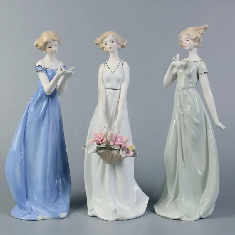 Figurine Bellezza in Ceramica Europea Artigianato Arredamento Casa Decorazione Porcellana Occidentale Artigianato Ornamento Regalo di Matrimonio