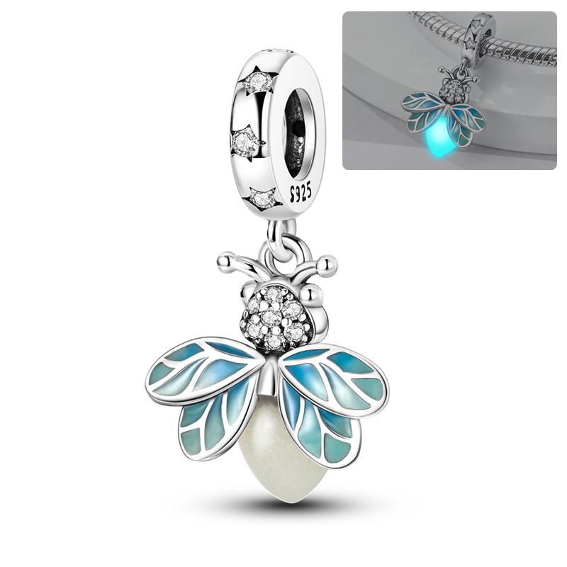 Luminous Copper Glowinthedark Firefly Charm Pendant Compatible With Authentic Charm Bead Charms Bracelets Bead for Women Diy Fine Jewellery