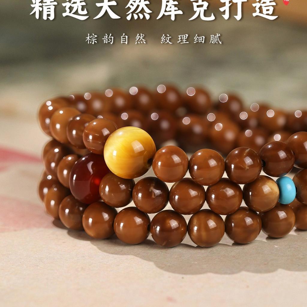 Exquisite and unique three-loop natural brown sequin bracelet, new Chinese-style women's bracelet for stacking