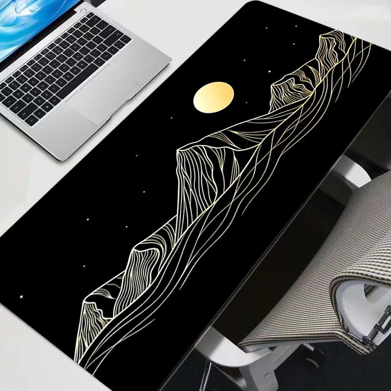 Large xxl Mouse Pad Artistic lines Keyboard Mat Laptop Gaming Pad Rubber Computer Mousepad Black carpet Gamer Extended Desk Mat