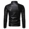 Veste en cuir pour homme Automne et Hiver Coupe ajustée et simple Veste en cuir PU Lavage décontracté Veste de moto en cuir PU