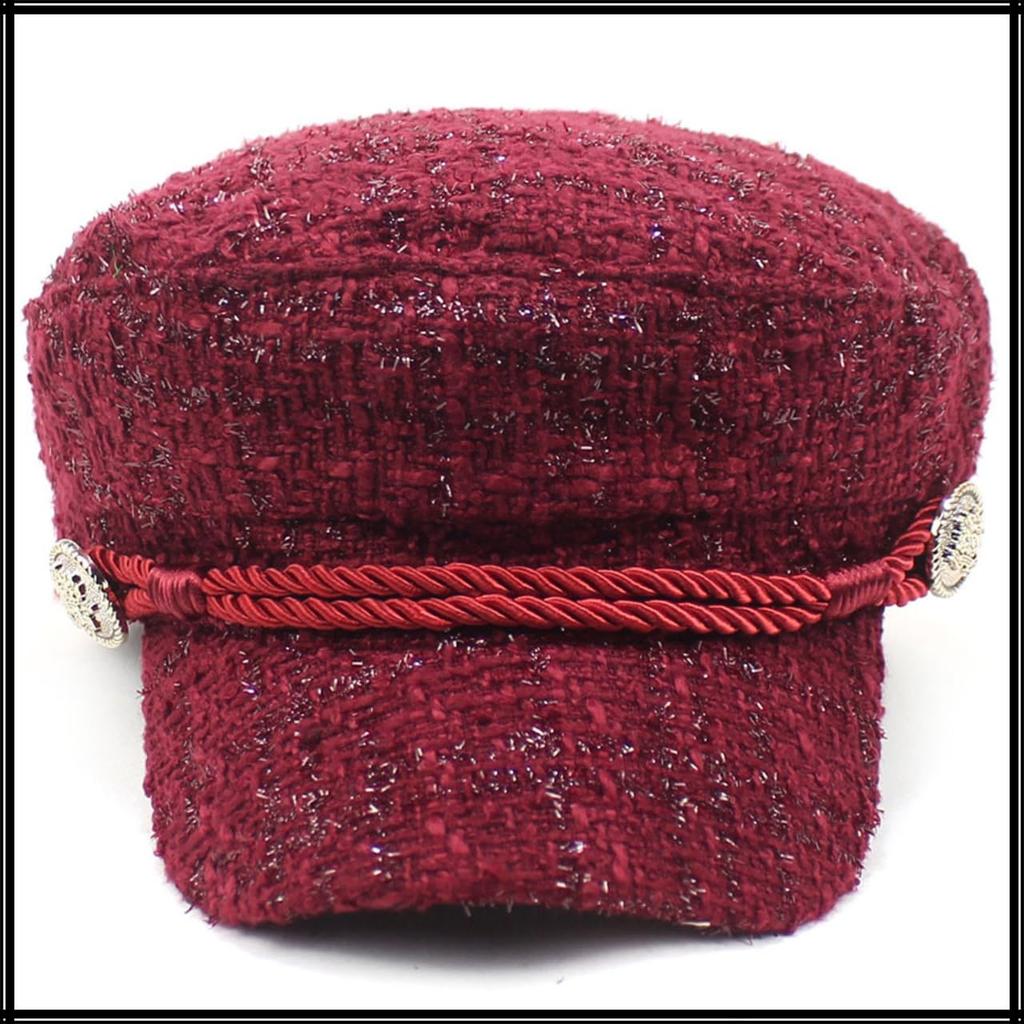 Căciulă Marină de Băiat de Ziar Going CZ311 [Colț Alb] Căciulă, Căciulă, Fetișcană, Elegantă, Pălărie, Afară, Călătorie, Tweed, Femei, (Vin)