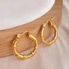 French Retro Gold-Plated 18k Titanium Steel Circle Hoop Earrings for Women - Non-Fading Christmas Gift
