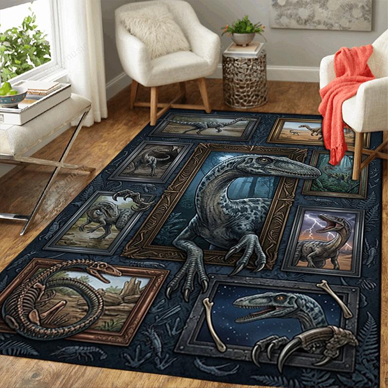 Dinosaur Collection Pattern Rug Floor Mat for Living Room or Bedroom Soft and Comfortable Carpet a Gift for Birthday and Holiday.