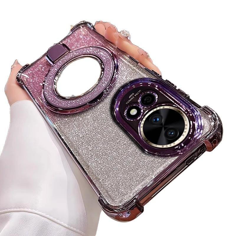 Applicable To Nova16Pro Mobile Phone Case Glitter Powder Makeup Mirror Magnetic Suction Bracket Nova9 Soft Case Four Corners Anti-drop Protective 