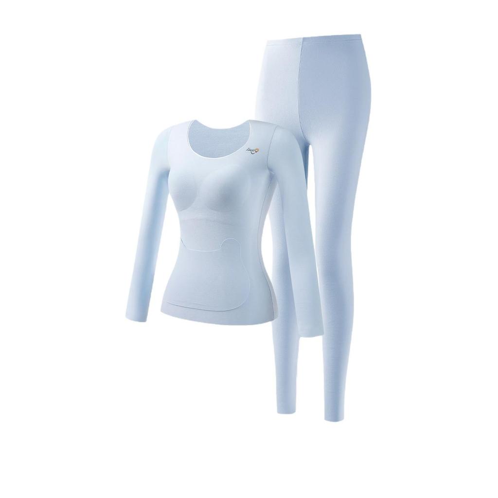 Girls' Wool Underwear Set with Chest Pads for Junior High Students - Warm Autumn/Winter Basics