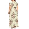 Women's Casual Floral Print V-Neck Ruffle Sleeveless Plus Size Dress Long