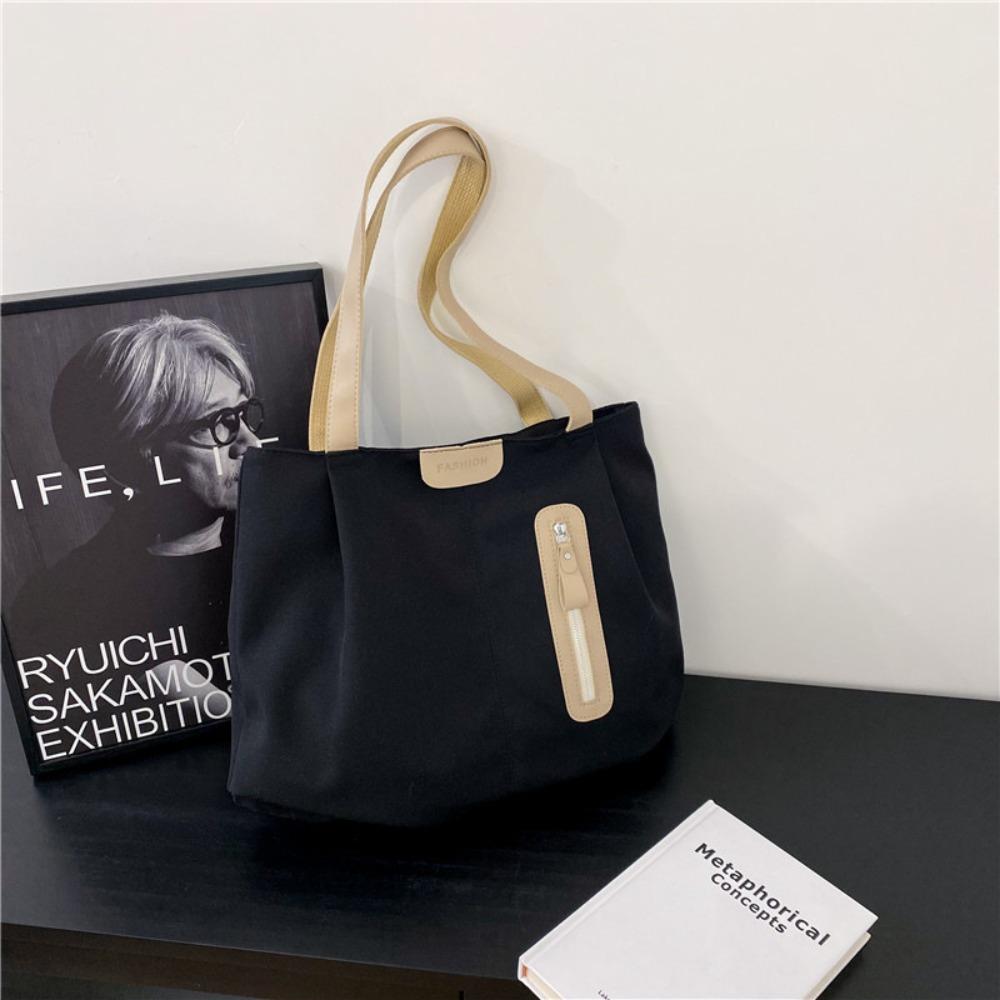 

Large Capacity Solid Color Shoulder Bag Korean Style Solid Color Vacation Tote Bag Office Worker Tote Lightweight Eco Bag