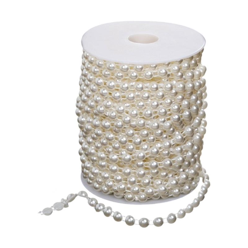 Imitation Pearls String Beads Chain for Art Craft 25M Artificial Pearls Beads Chain for Bridals Dress Wedding Decoration