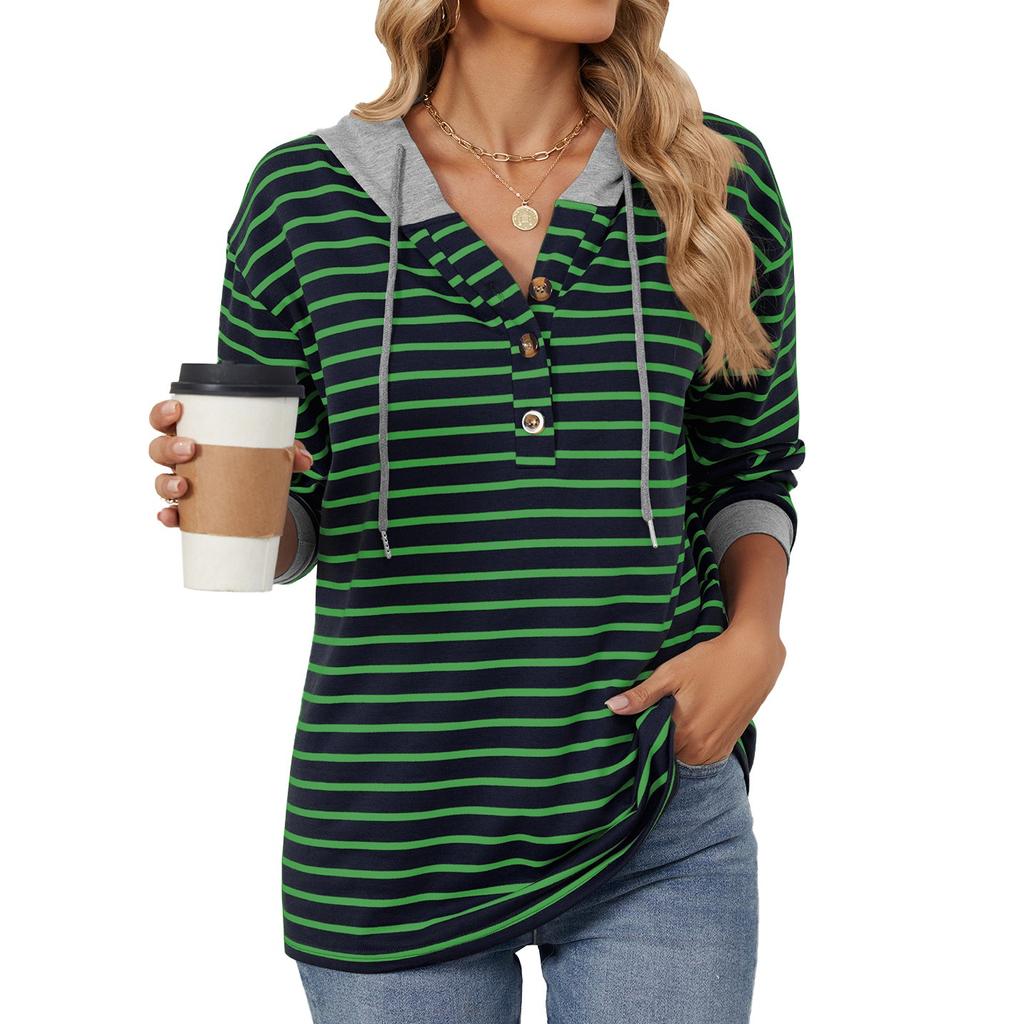 Elegant and Fashionable Fall and Winter Comfortable Hooded Button Drawstring Casual Long Sleeve Sweatshirt Top Pullover Hoodies