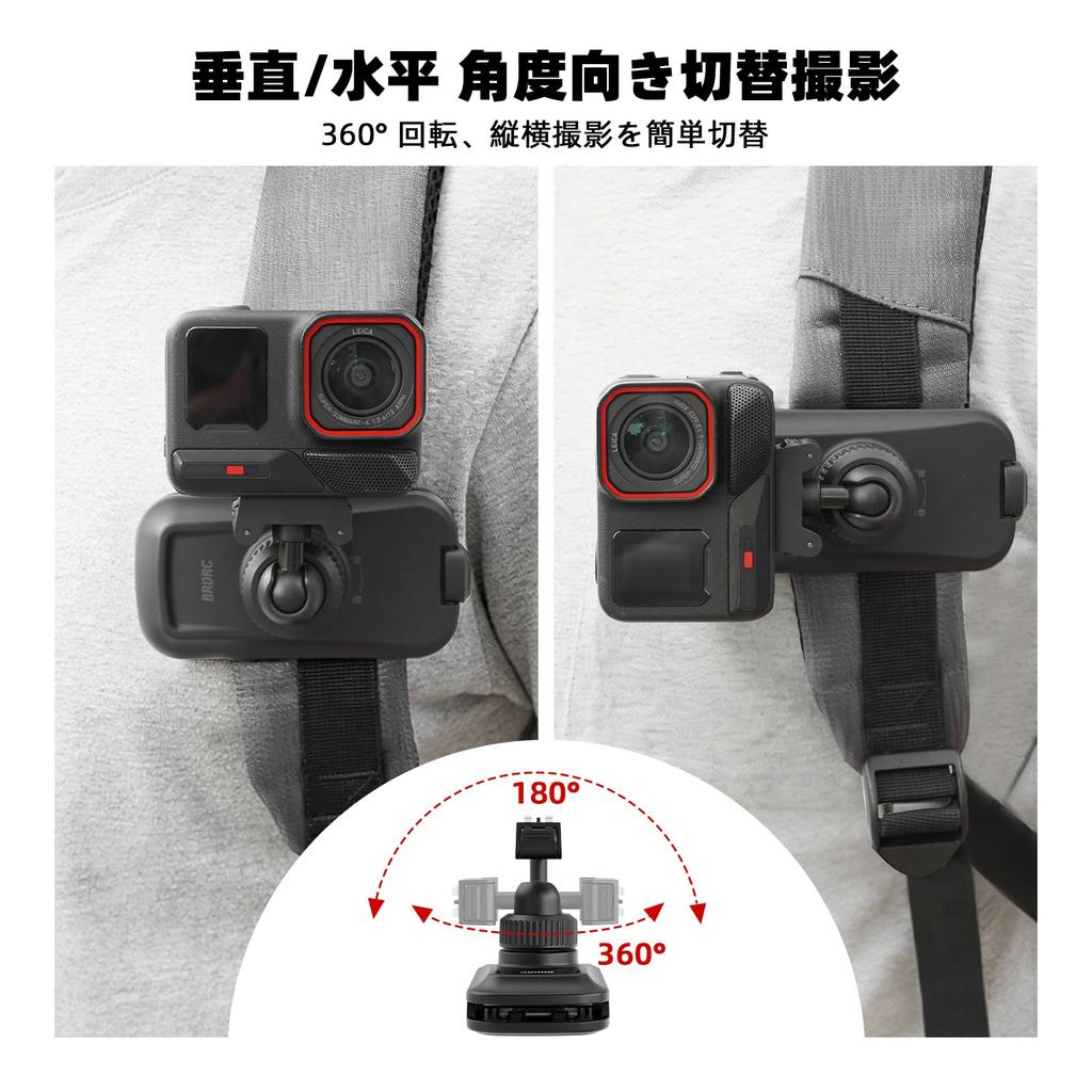BRDRC Magnetic Backpack Mount for Insta360 X5 X6 Ace Pro Quick Release Magnetic Mount Bag Shoulder Clip for Insta360 X5 X6 X4 Air Ace Pro 2