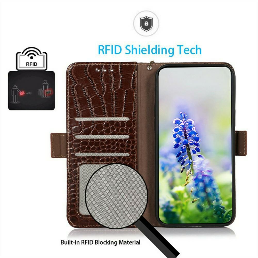 For iPhone 17 Pro Max Case Crocodile Texture Genuine Cow Leather Phone Wallet Cover