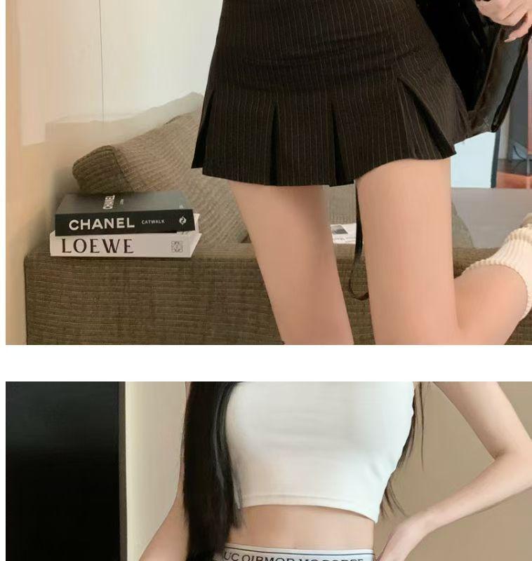 Slimming High-Waist Pleated A-Line Skirt, Striped Spliced Design, Women's Summer Mini Bodycon Skirt, Hot Season Style.