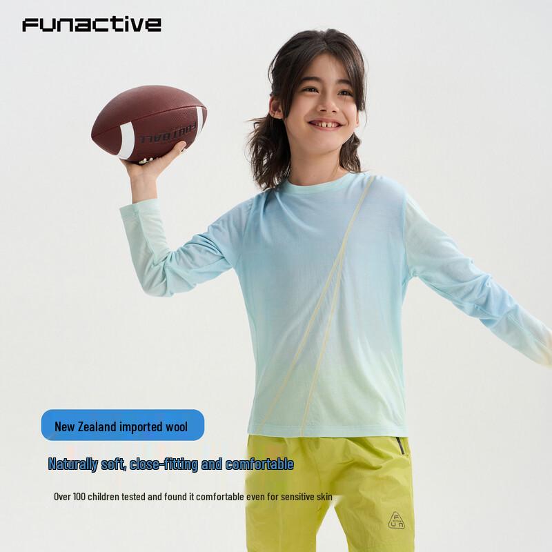 

Детская футболка FUN ACTIVE с длинным рукавом, смесовая шерсть, быстросохнущая, защита от солнца 160