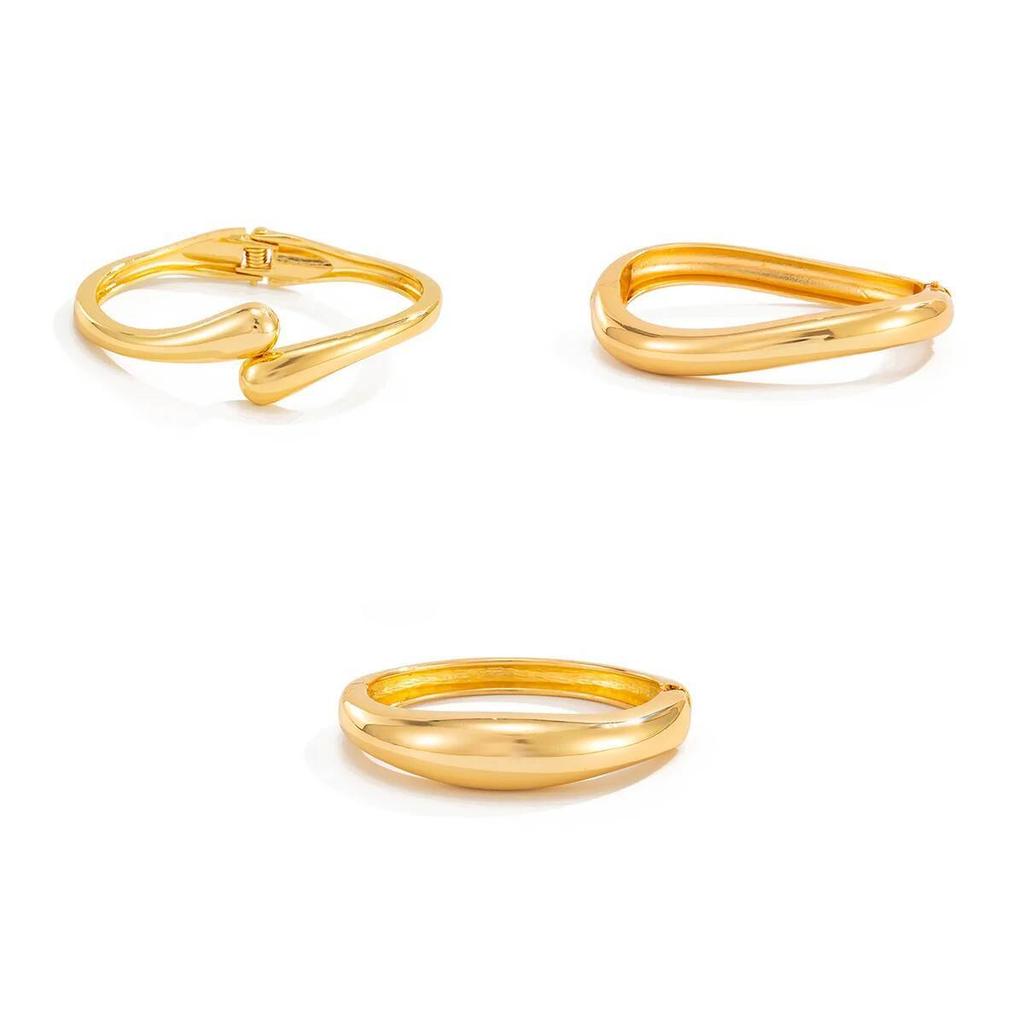 Ingemark Creative Smooth Irregular Geometric Open Cuff Bangles for Women New Trend Vintage Stackable Bracelets Couple Jewelry